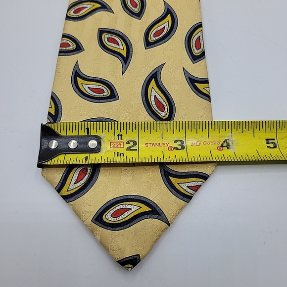 TALBOTT STUDIO Oxford Shop HAND SEWN SILK TIE Yellow Blue Red White Jacquard - Picture 2 of 8